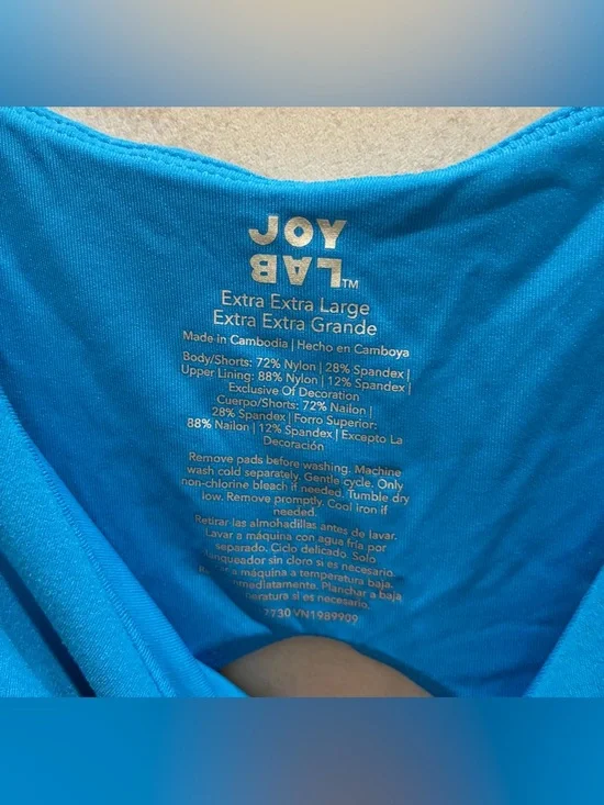 NWT JoyLab Blue Active Dress Sleeveless Built-In Shorts side Stripes Size XXL - Picture 2 of 7